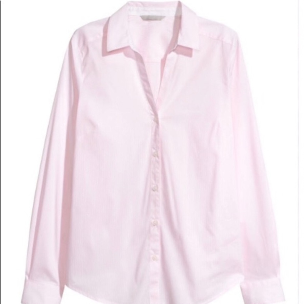 Pink V-Neck Button Up Blouse
